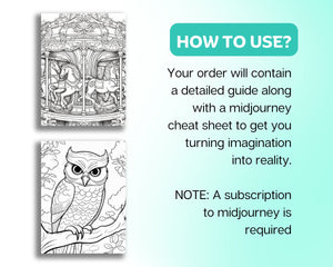 500 Midjourney Prompts AI For Kids Coloring Pages Book